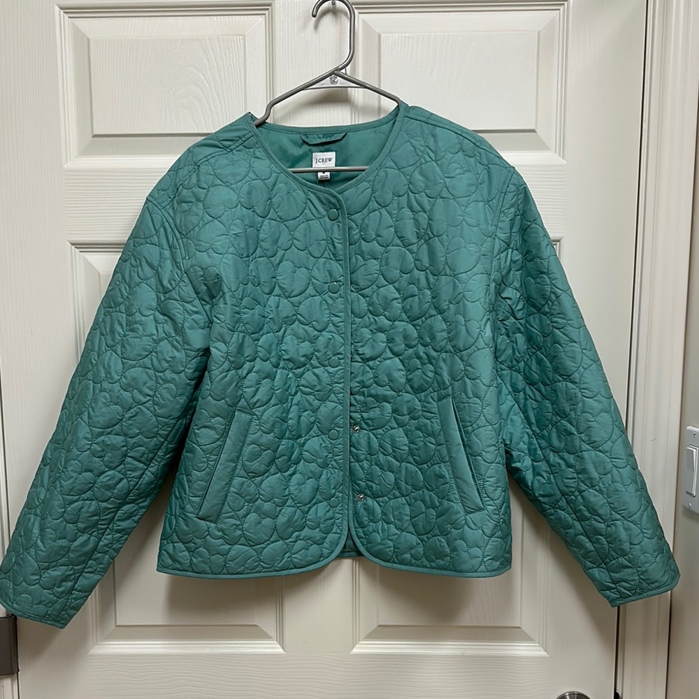 J Crew Factory Women's Green Quilted Jacket Medium